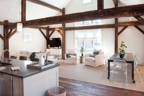 timber frame home living room